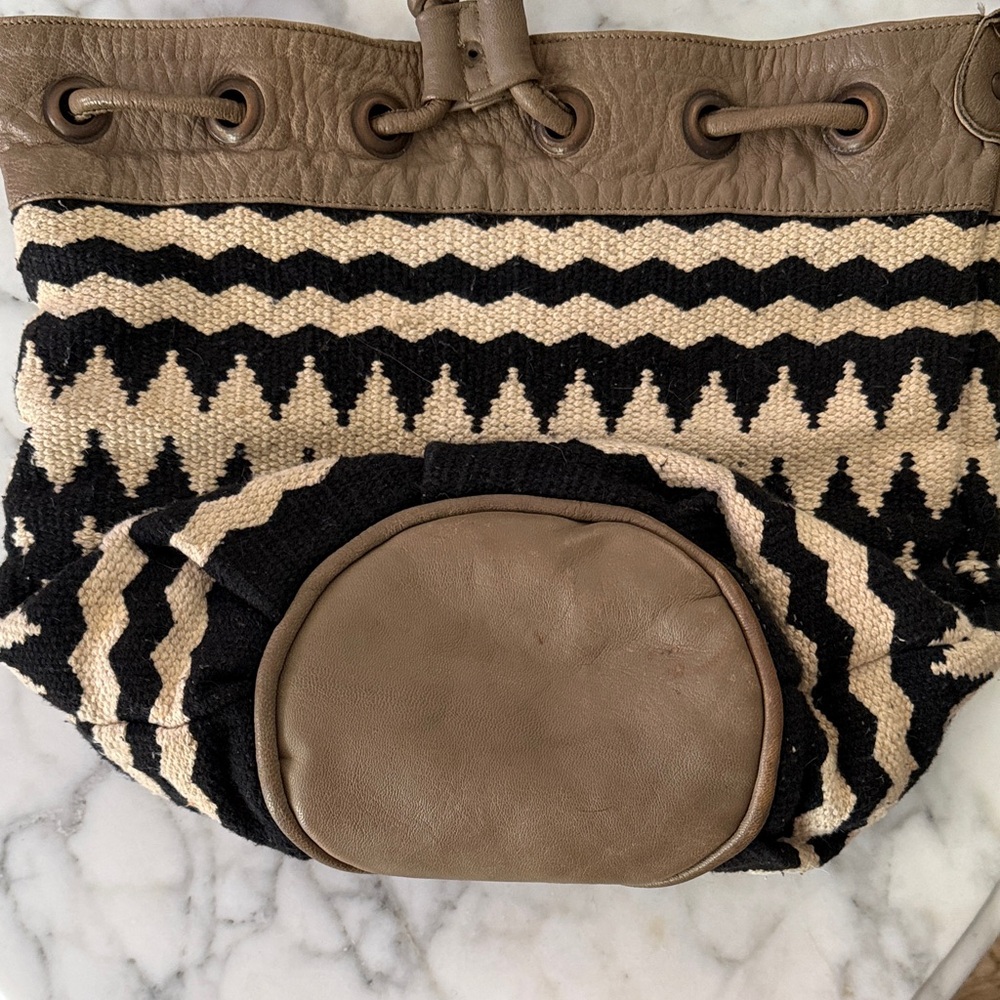 Ecote Chevron Tapestry Tote Bag with Taupe Leather Trim